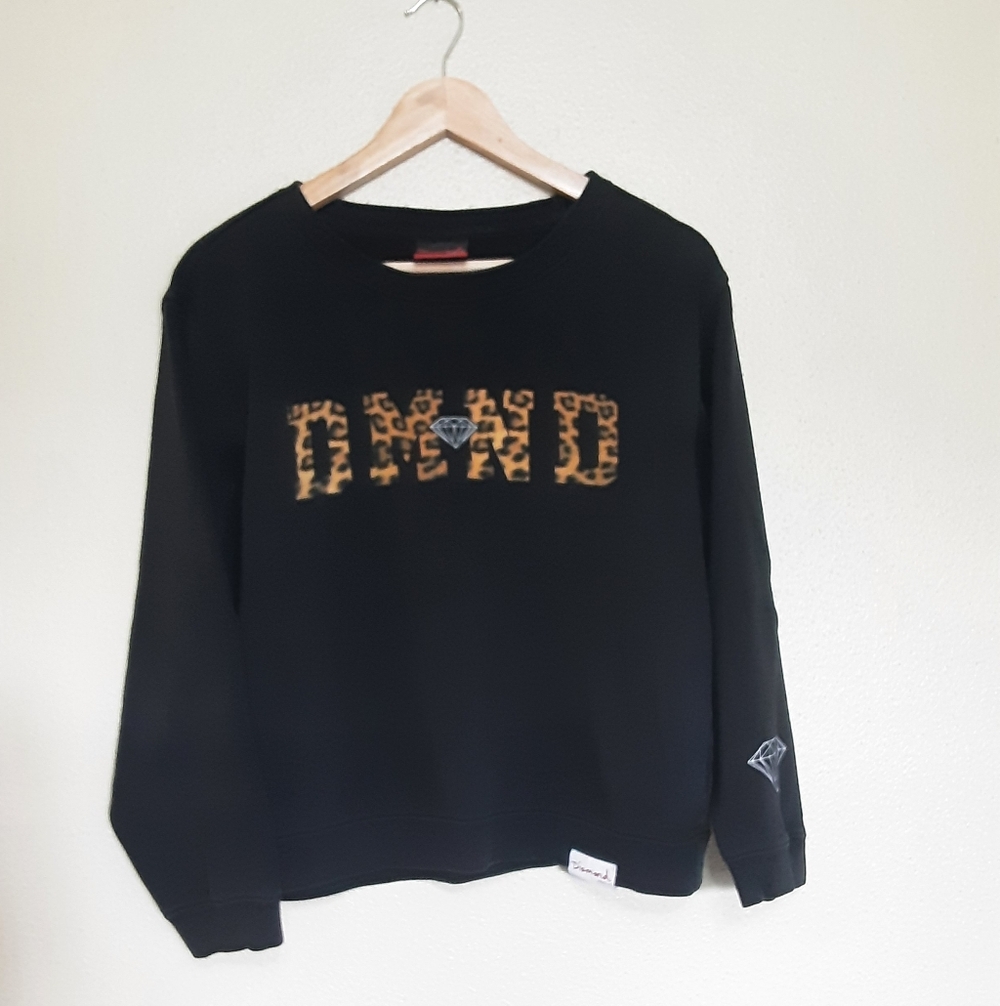 Diamond Supply Co. Black Sweater with Leopard Print Logo